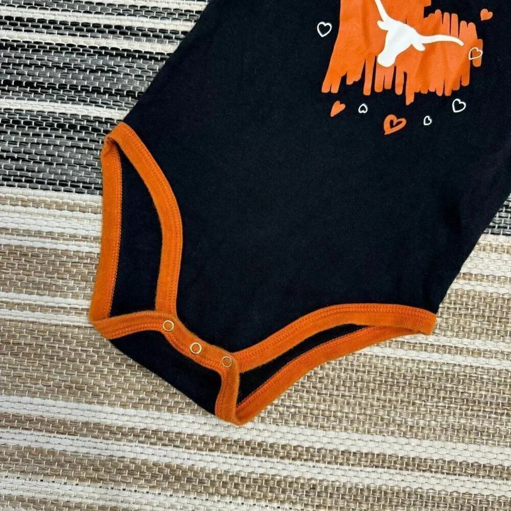 Gen 2 Baby Girl University of Texas Longhorns One Piece Ruffled Sleeve Black 18M